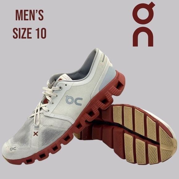 on Other - ON Running Cloud X 3 Men's Size 10 Ice Auburn Comfortable Athletic Running Shoes